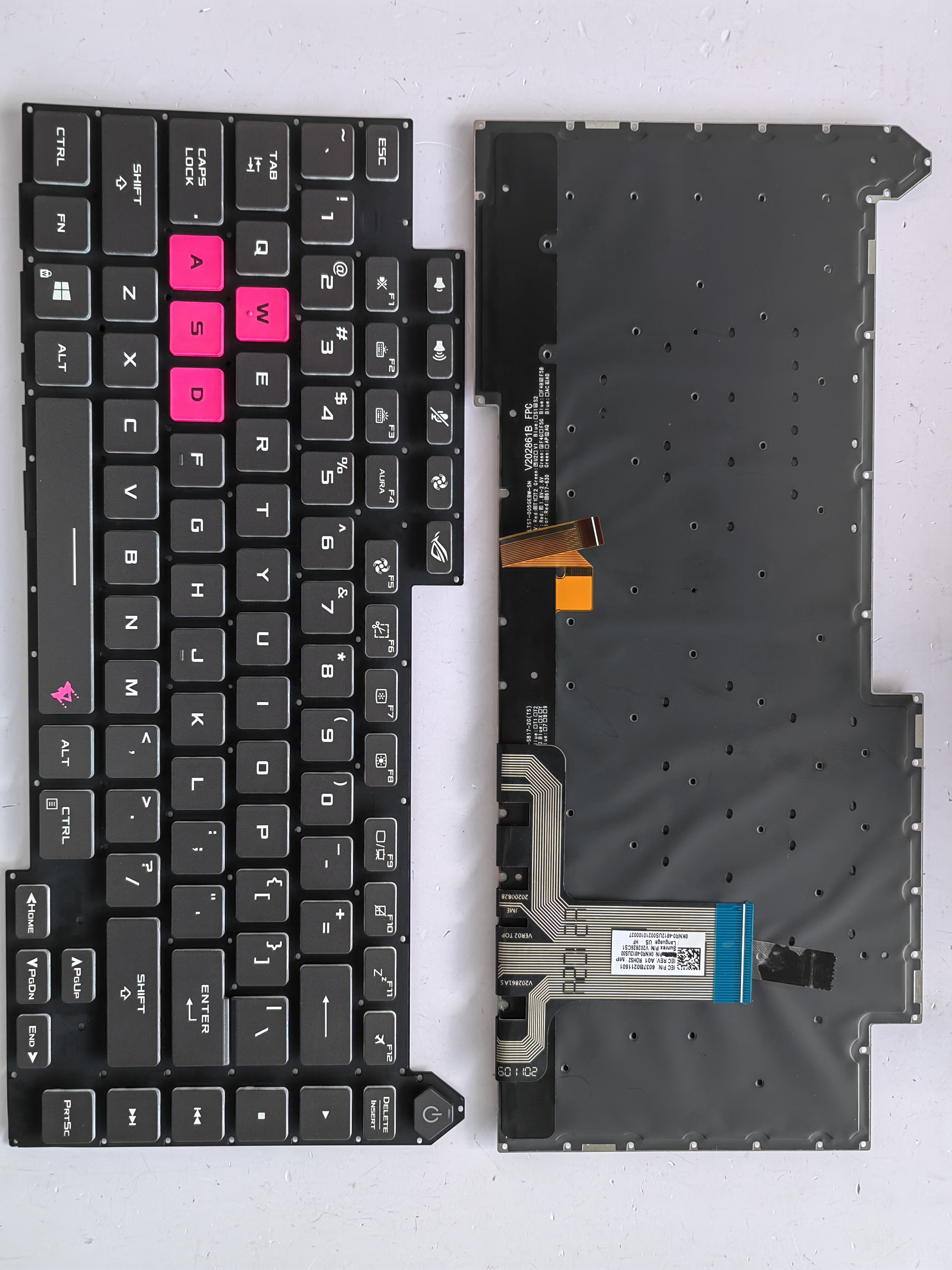 Picture of New Replacement Laptop Keyboard For ASUS G513 wads pink colorful backlight Grey Backlit,White Printing,White Side US Layout